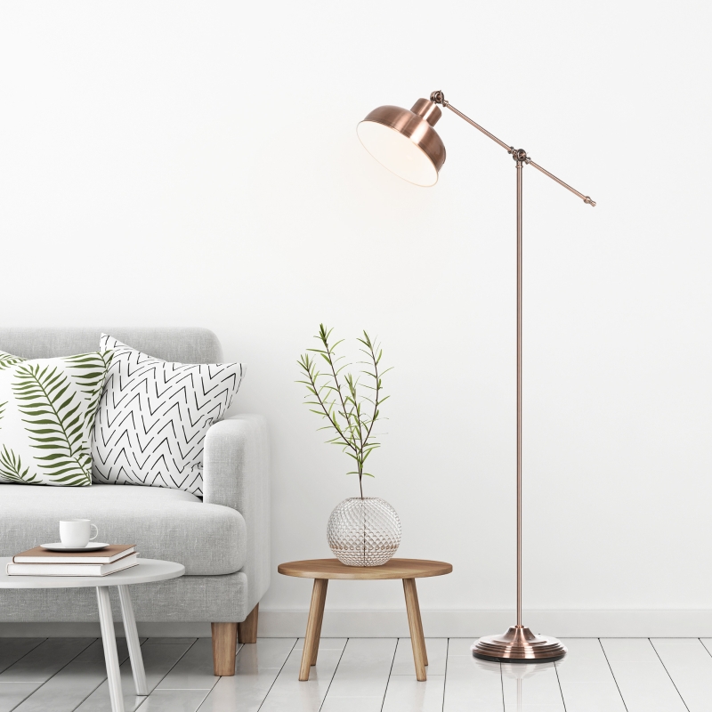 Lampa podłogowa Industrialna lampa stojąca z regulowanym kloszem E27 metal czerwony brąz