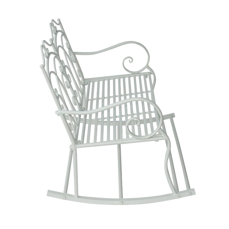 Outsunny HUŚTAWKA OGRODOWA ŁAWKA BUJANA 2-OSOBOWA METAL mlecznobiała