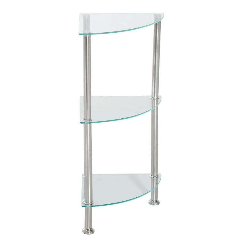 HOMCOM REGAŁ NAROŻNY ŁAZIENKOWY 3 PÓŁKI STAL NIERDZEWNA srebrny