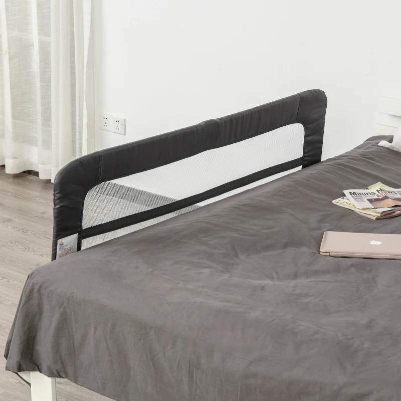 Barierka do łóżka 150 cm barierka ochronna na łóżko zabezpieczenie przed wypadnięciem dla małych dzieci składana szara