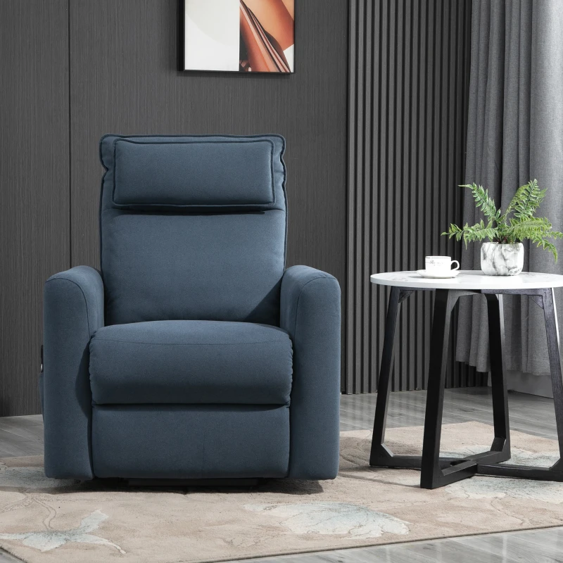 Fotel wypoczynkowy z funkcją wstawania Fotel TV z funkcją odchylania linen touch niebieski HOMCOM®