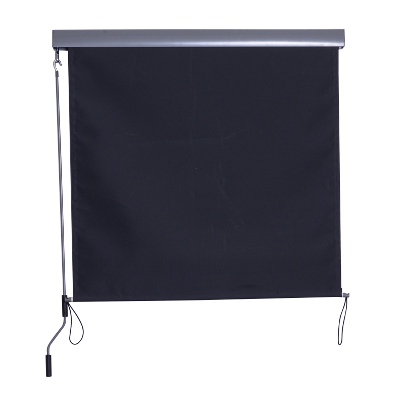 HOMCOM® MARKIZA BOCZNA OCHRONA PRZED WIATREM KORBKA RĘCZNA poliester + aluminium szara 120 x 200 cm