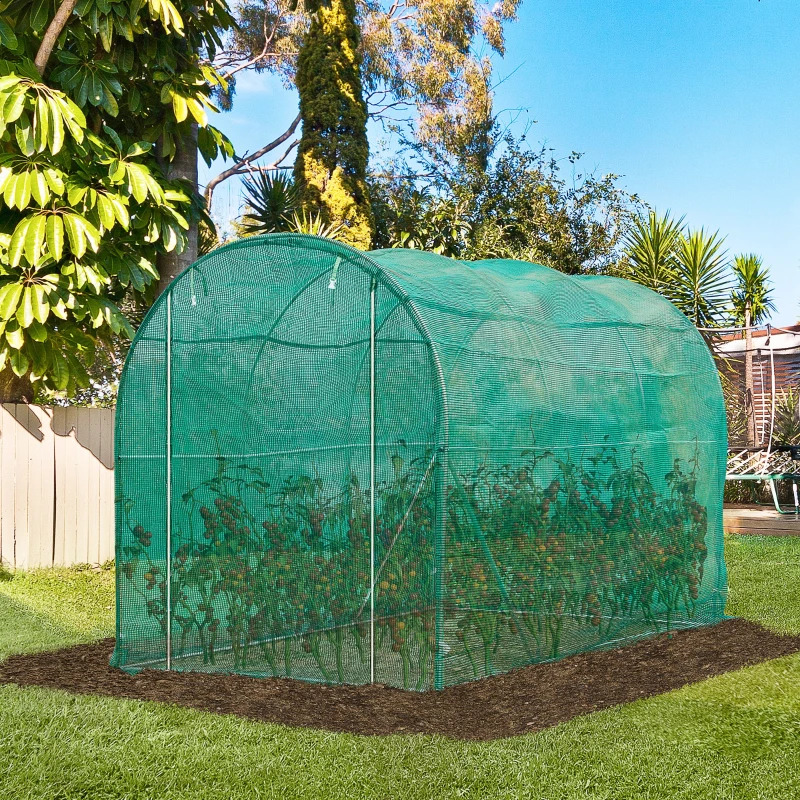 Tunel ogrodniczy foliowy szklarnia ochrona roślin przed mrozem słońcem HDPE, ciemnozielony 3x3x2 m Outsunny