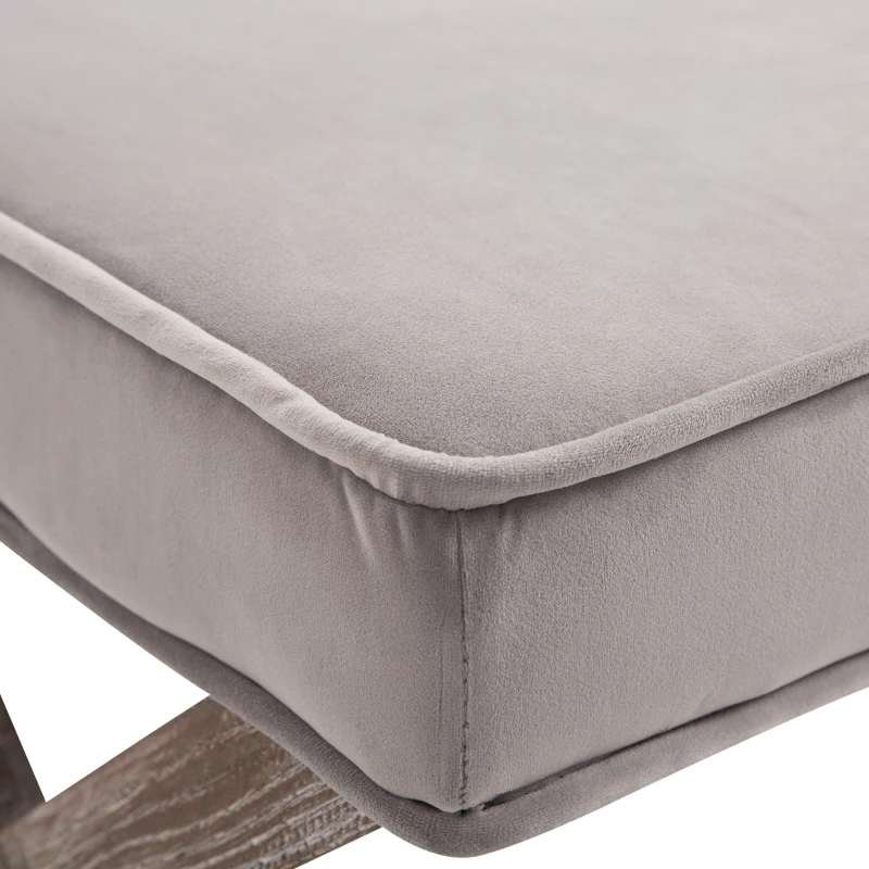 HOMCOM® PODNÓŻEK STOŁEK TAPICEROWANY ŁAWKA Chesterfield AKSAMIT szary