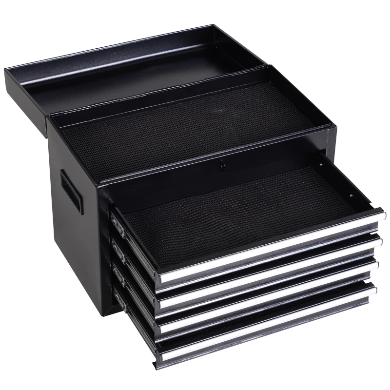 DURHAND Werkplaatswagen gereedschapskast gereedschapskist met 5 laden 360° draaibare wielen metaal 52,5 x 28 x 104,5 cm