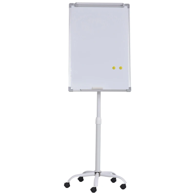 Magnetyczna tablica suchościeralna na kółkach, z regulacją wysokości, do wycierania na sucho, półka na pisaki