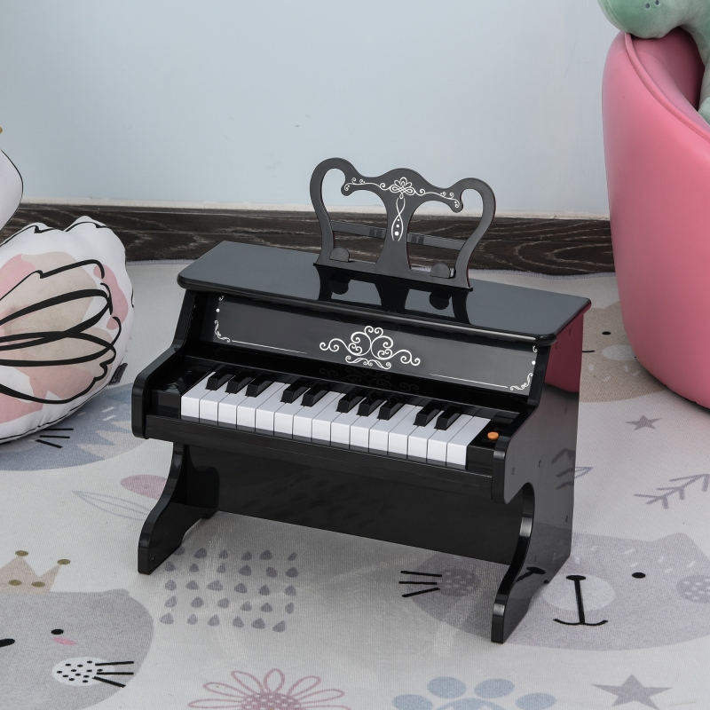 Pianino elektroniczne dla dzieci Pianino mini 25 klawiszy z pulpitem na nuty czarny