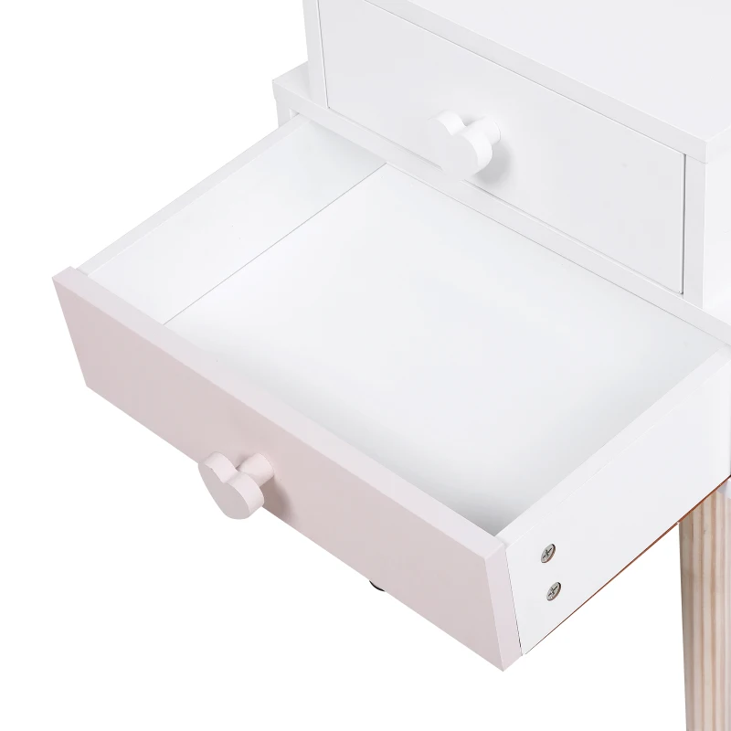 HOMCOM® Szafka Nocna Do Pokoju Dziecięcego Zestaw 2 Szafek 2 Szuflady Płyta MDF Różowa