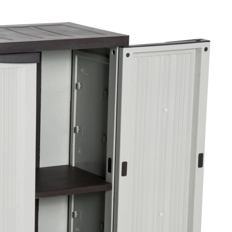 Outsunny PLASTIKOWA SZAFKA OGRODOWA 2 REGAŁY szara