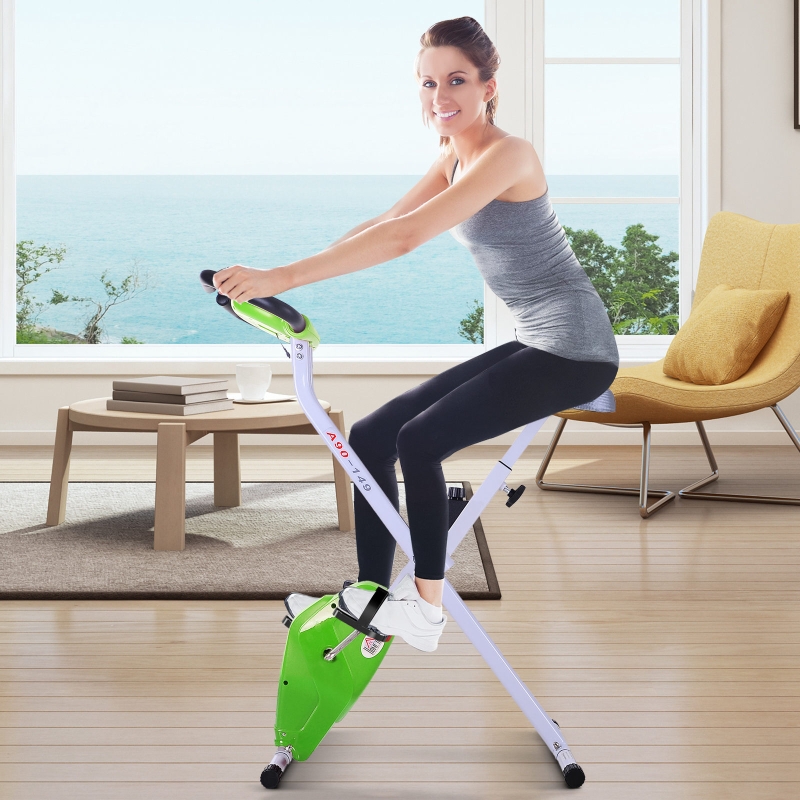 Rower treningowy z monitorem LCD Rower fitness regulowany składany stalowy zielony