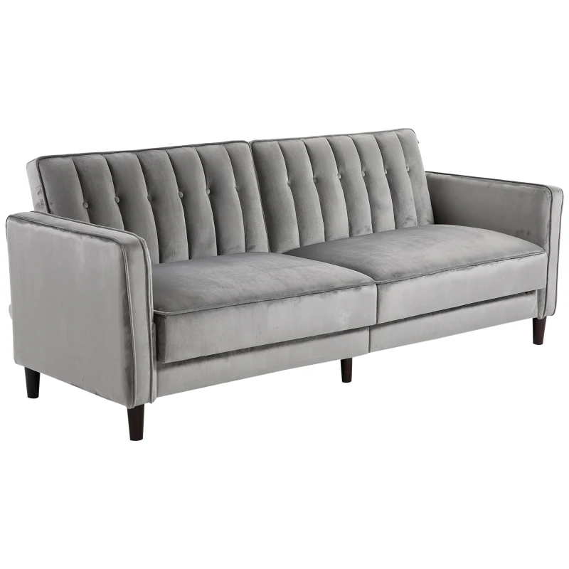 HOMCOM® SOFA ROZKŁADANA 3-OSOBOWA GRUBE OBICIE FLANELOWE METALOWY STELAŻ OBCIĄŻENIE 250 KG 205 x 98 x 98 cm
