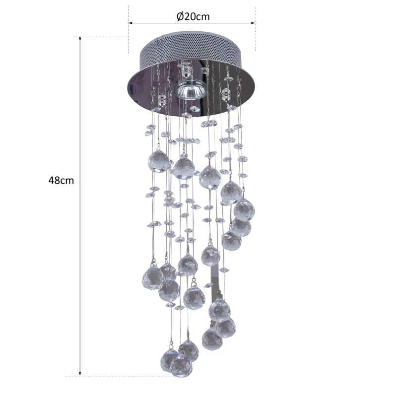 HOMCOM® LAMPA SUFITOWA WISZĄCA ŻYRANDOL kryształowy