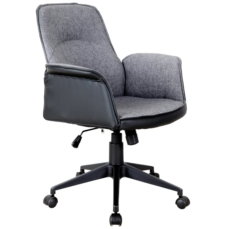 Vinsetto® FOTEL BIUROWY OBROTOWY KOMPUTEROWY REGULACJA WYSOKOŚCI FUNKCJA BUJANIA lniany szary 63 x 67 x 93-102 cm