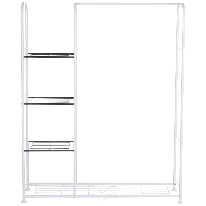 HOMCOM® Wieszak Stojak na Ubrania Garderoba Regał Szafa Metal Biały 122 x 42,5 x 151 cm