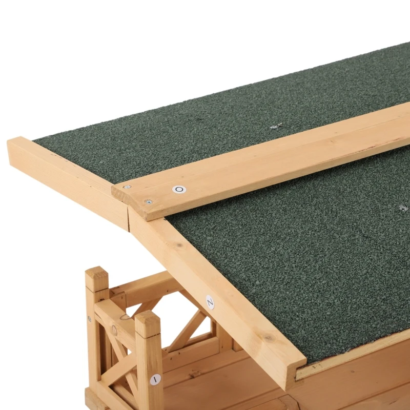 Domek dla kota 2-kondygnacyjny Domek dla kota Willa dla kota asfaltowy dach balkon lite drewno naturalny