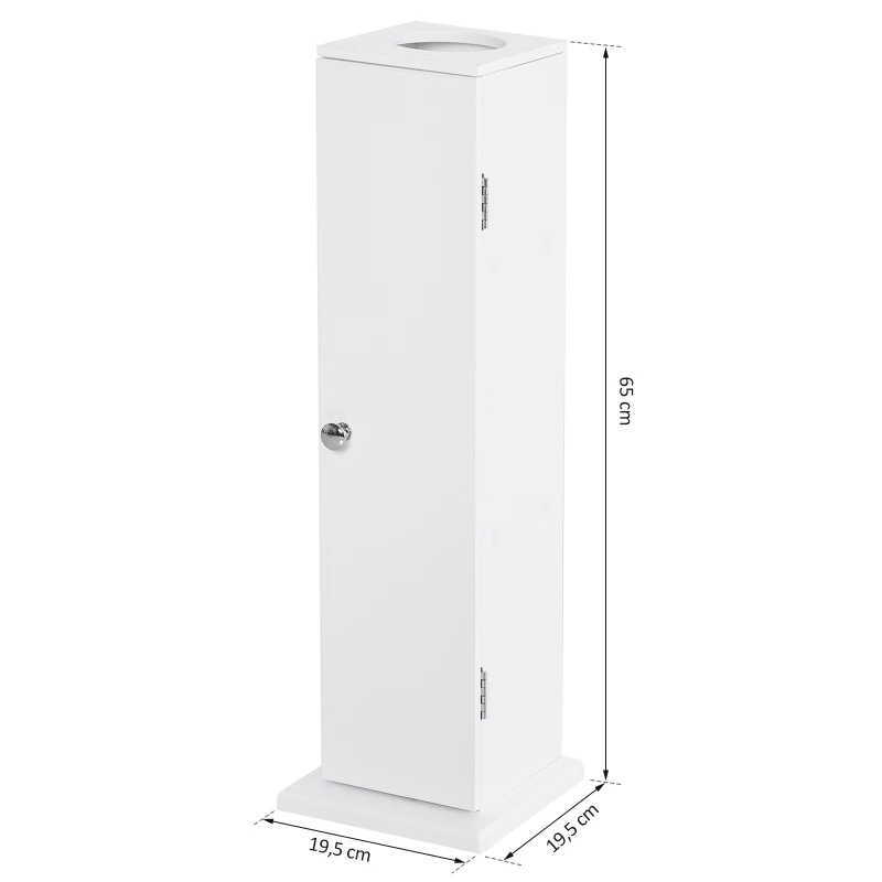 HOMCOM Szafka łazienkowa Szafka z półkami Szafka do łazienki Meble łazienkowe z 3 poziomami, MDF, biała, 19,5 x 19,5 x 65 cm