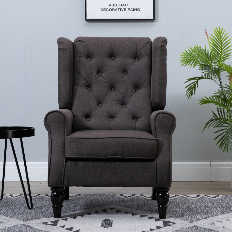 Sofa jednoosobowa fotel relaksacyjny fotel jednoosobowy z tuftingiem drewniane nóżki poliester brązowy 76 x 86 x 108 cm HOMCOM®