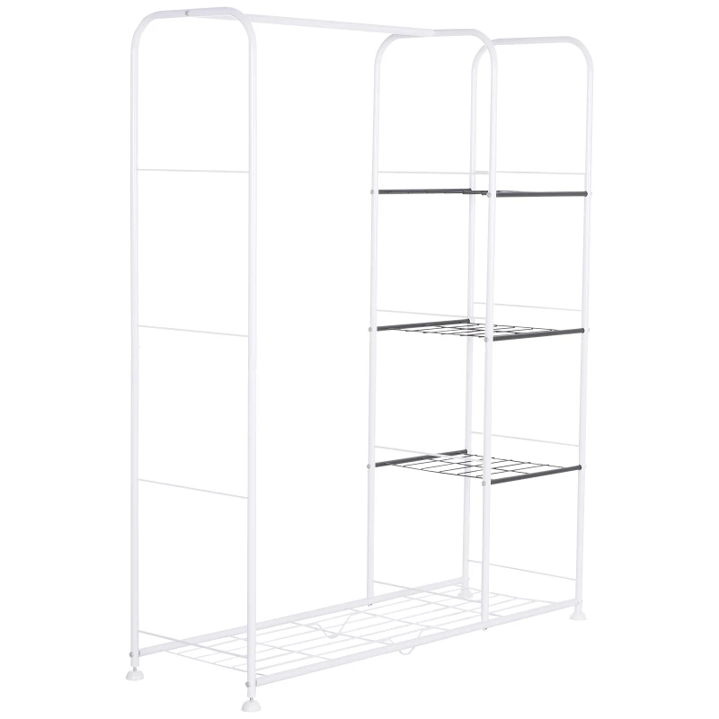 HOMCOM® Wieszak Stojak na Ubrania Garderoba Regał Szafa Metal Biały 122 x 42,5 x 151 cm