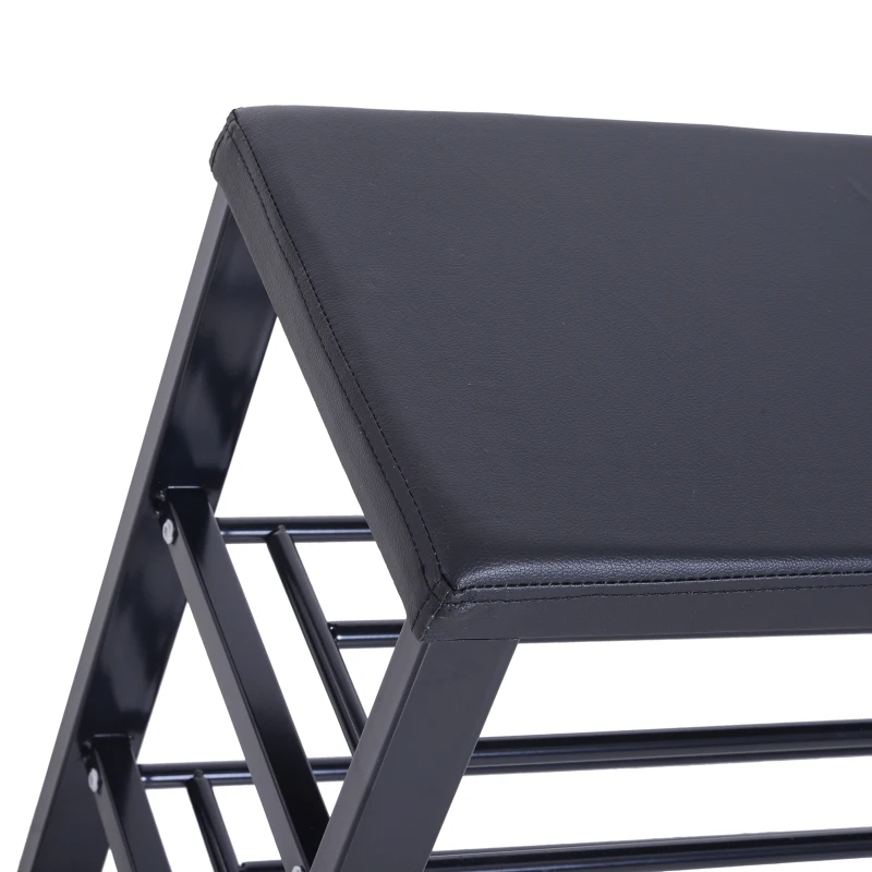 HOMCOM® REGAŁ NA BUTY Z 2 PÓŁKAMI STOJAK NA BUTY ŁAWKA STAL czarny