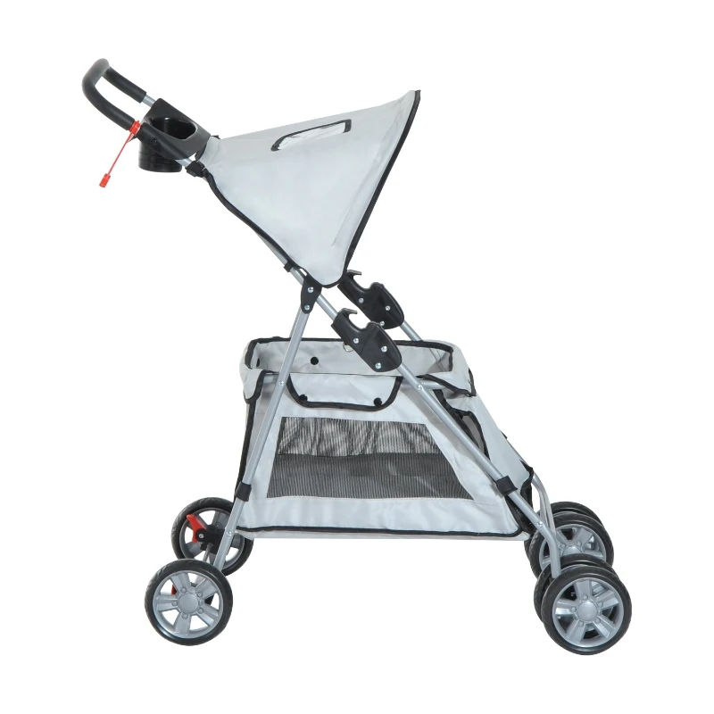 PawHut WÓZEK SPACEROWY DLA PSA szary