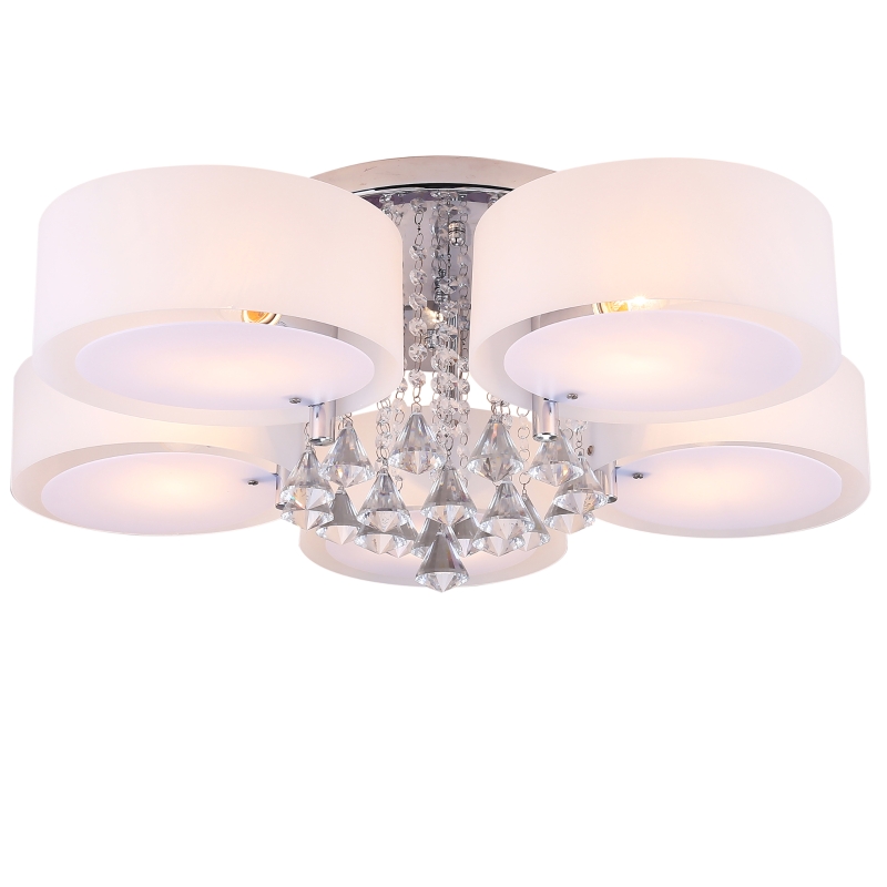 HOMCOM® LAMPA SUFITOWA ŻYRANDOL kryształowy 5xE27 OPRAWA 40W biała