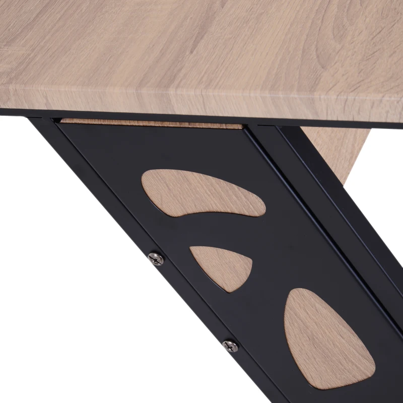 HOMCOM® STOLIK KOMPUTEROWY BIURKO Z WYSUWANĄ PÓŁKĄ NA KLAWIATURĘ METAL DĄB biały 100 x 60 x 75.5 cm