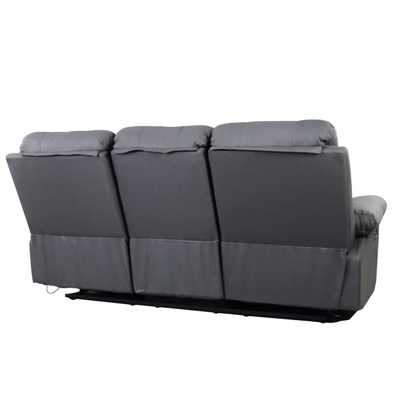HOMCOM 3-osobowa sofa telewizyjna, sofa wypoczynkowa, funkcja rozkładania, kanapa telewizyjna, sofa TV, fotel, 180° regulowana, len, ciemnoszara, 195 x 97,5 x 99 cm