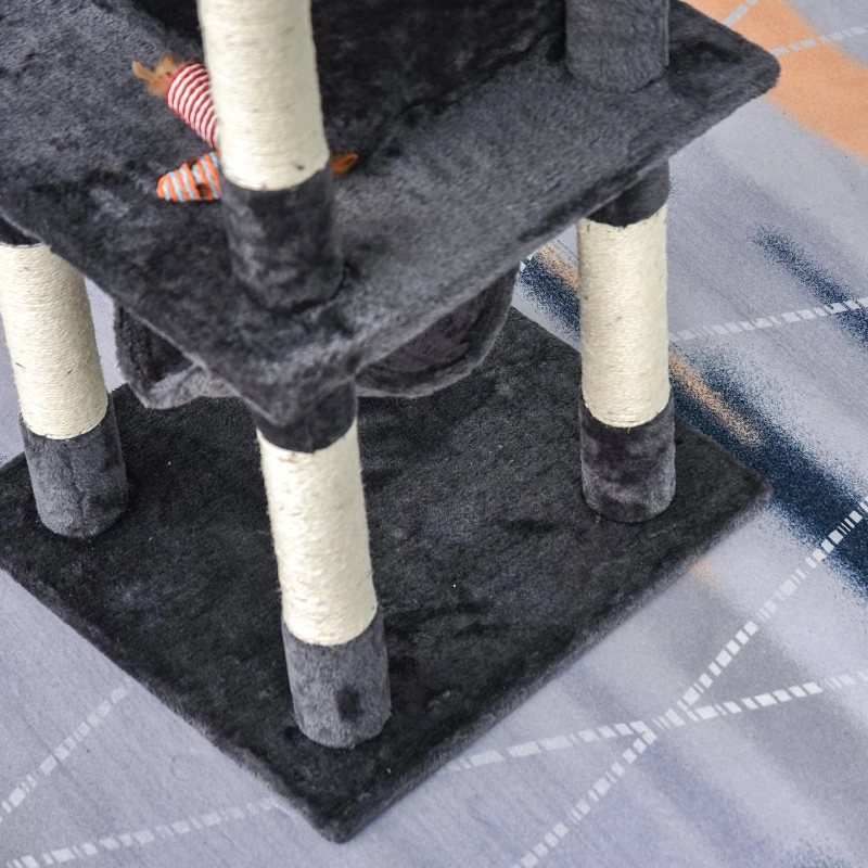 Drapak dla kota 5-poziomowy drapak do ostrzenia pazurów Domek dla kota z hamakiem i sizalowymi słupkami piłka do zabawy plusz