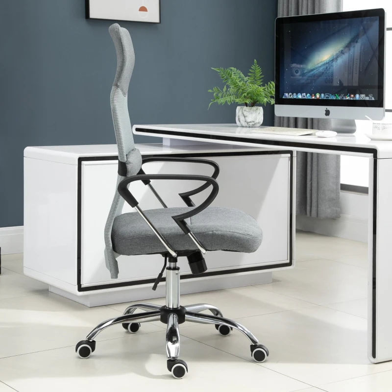 krzesło biurowe fotel gamingowy ergonomiczne krzesło obrotowe krzesło do biurka len szary