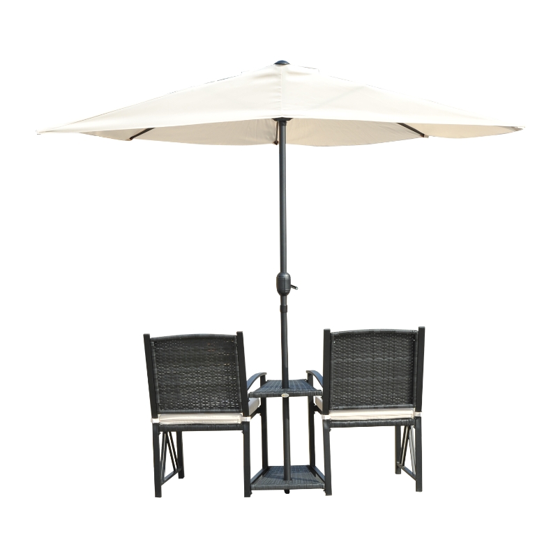 Outsunny MEBLE OGRODOWE RATTAN 2 KRZESŁA PARASOL