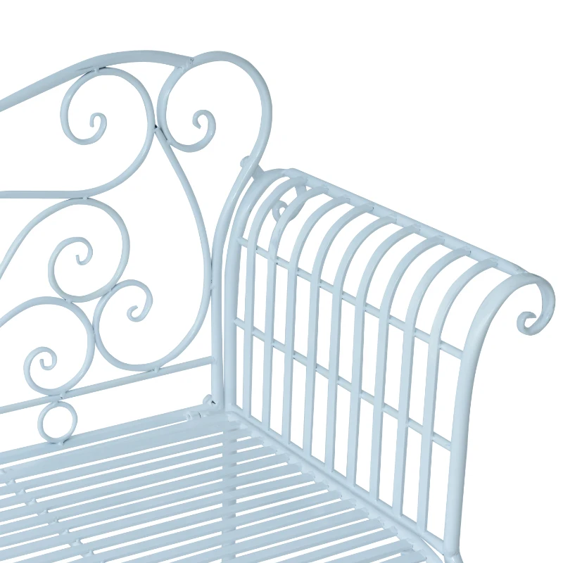 Outsunny ŁAWKA OGRODOWA 2-OSOBOWA METAL biała