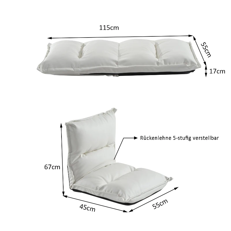 HOMCOM PODUSZKA SIEDZISKO Z OPARCIEM SKŁADANE białe