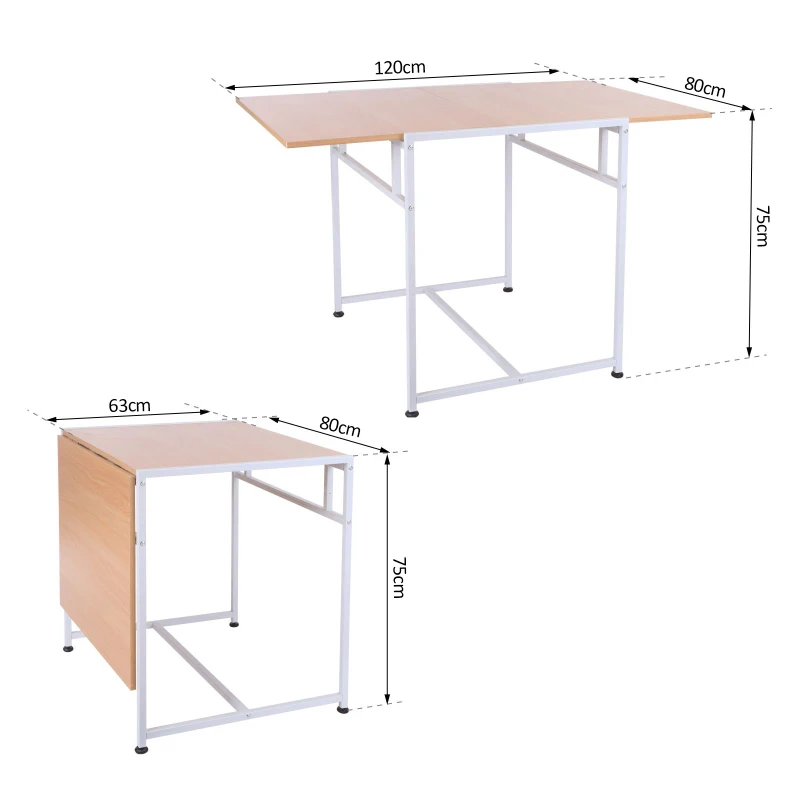 HOMCOM® STÓŁ SKŁADANY BIURKO 2 w 1 Płyta MDF Buk