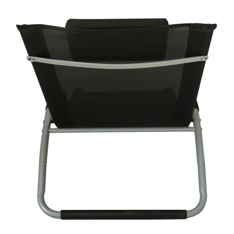 Outsunny® LEŻAK OGRODOWY Z ZAGŁÓWKIEM ERGONOMICZNY ODPORNY NA WARUNKI ATMOSFERYCZNE aluminium czarny 168 x 63 x 68 cm
