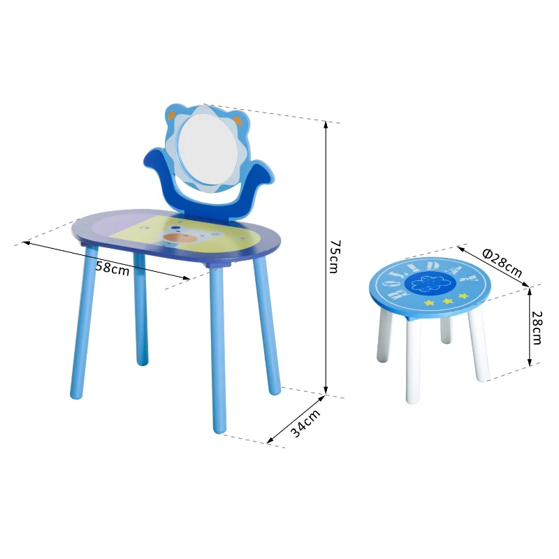 HOMCOM TOALETKA DLA DZIEWCZYNKI SIEDZNIE niebieska