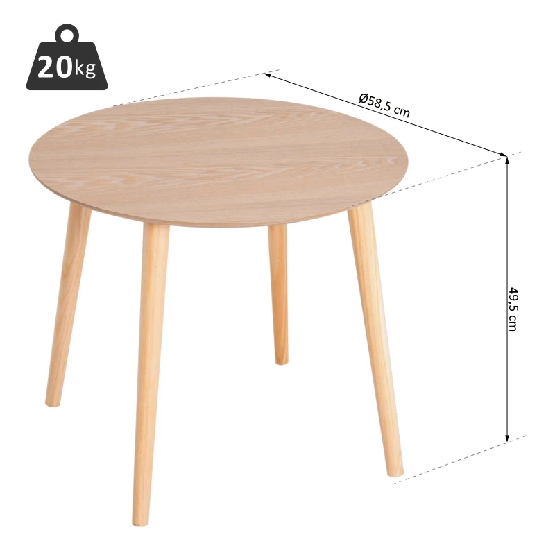HOMCOM® ŁAWA STOLIK DO SALONU OKRĄGŁY DREWNO SOSNOWE naturalny Φ58,5 x 41,5 cm