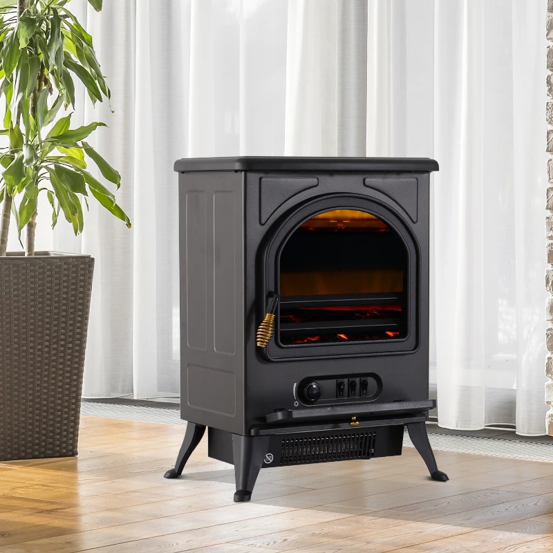 HOMCOM KOMINEK ELEKTRYCZNY STOJĄCY EFEKT PŁOMIENIA 900/1800W czarny