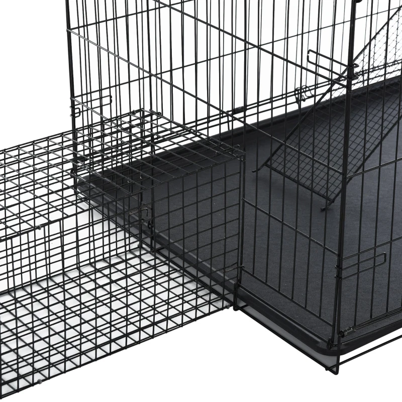 Klatka dla małych zwierząt, klatka dla gryzoni z tunelem w kształcie litery L, klatka dla zwierząt, stal + PP, 200 x 120 x 120 cm