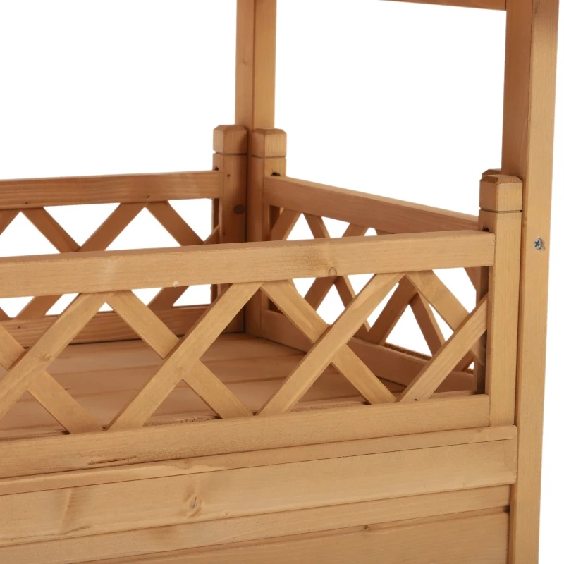 Domek dla kota 2-kondygnacyjny Domek dla kota Willa dla kota asfaltowy dach balkon lite drewno naturalny