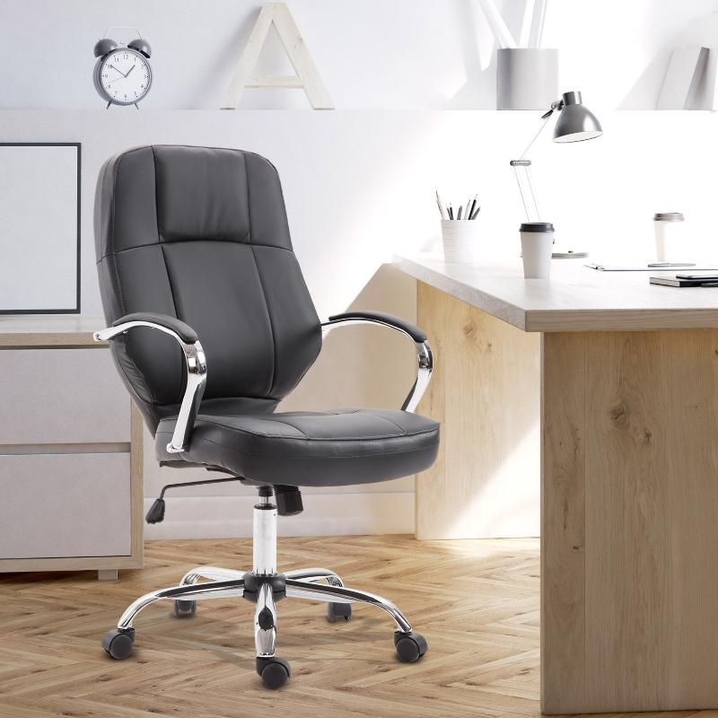 Vinsetto FOTEL BIUROWY ERGONOMICZNY FOTEL SZEFA EKOSKÓRA czarny