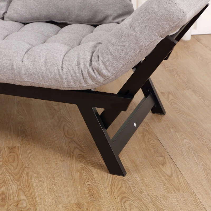 Sofa rozkładana sofa duwosobowa materiałowa szezlong metalowy len jasnoszary 155 x 65 x 57 cm HOMCOM®