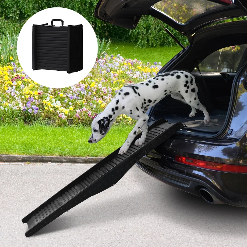 PawHut RAMPA DLA PSA SCHODY PODEST SKŁADANA 152x43cm czarna