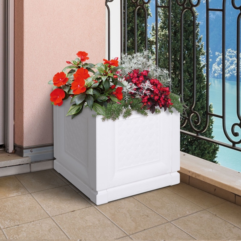 Outsunny® Kwietnik Donica Wysoka Skrzynka na Kwiaty Rośliny 2 Wzory PP 30x30x29 cm