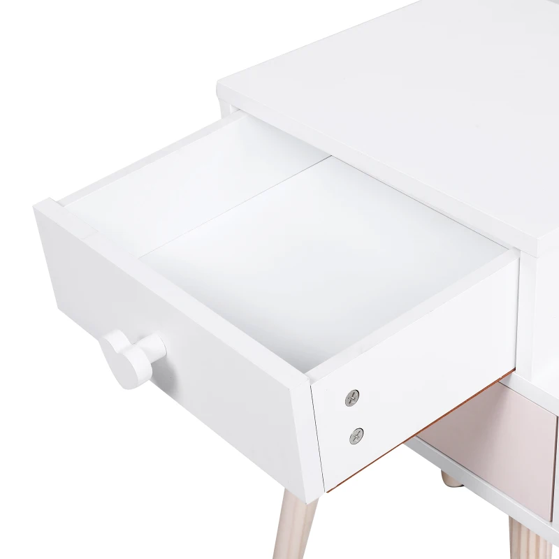 HOMCOM® Szafka Nocna Do Pokoju Dziecięcego Zestaw 2 Szafek 2 Szuflady Płyta MDF Różowa