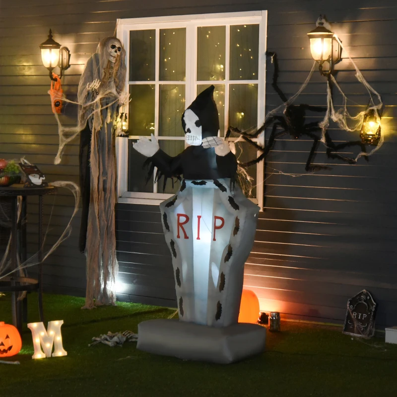 Halloween Nadmuchiwany duch z nagrobkiem świecąca zjawa dekoracja 180 cm