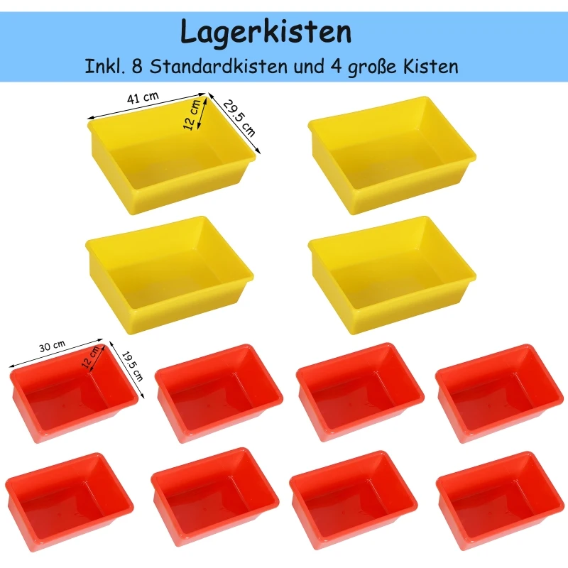 HOMCOM® REGAŁ DLA DZIECI POKÓJ DZIECIĘCY PRZECHOWYWANIE 12 SKRZYNEK ZAOKRĄGLONE BRZEGI kolorowy 86 x 26,5 x 78 cm