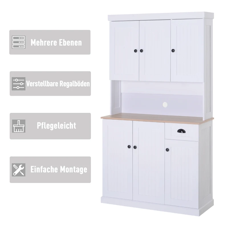 HOMCOM® SZAFKA KUCHENNA KREDENS KOMODA Z BLATEM ROBOCZYM biała MDF płyta wiórowa 101 x 39 x 180 cm