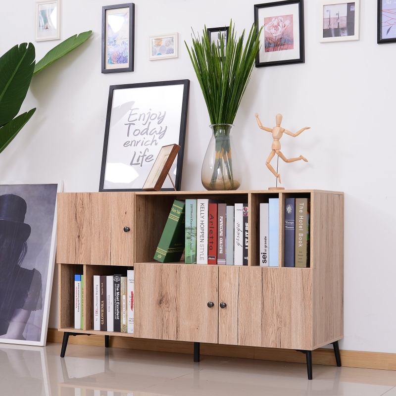 HOMCOM® KOMODA KREDENS SZAFA DO PRZECHOWYWANIA 8 PÓŁEK dąb