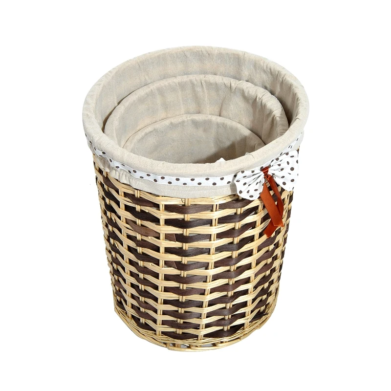 HOMCOM KOSZE WIKLINOWE ZESTAW 3 SZT. POKRYWA