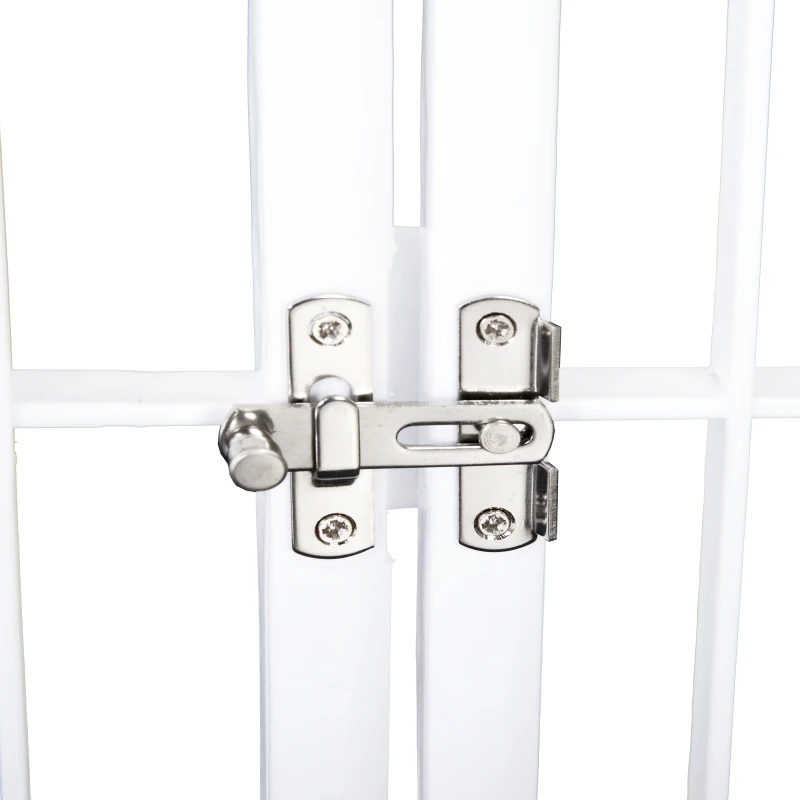 PawHut® Kojec Wybieg dla Szczeniaków Zwierząt Domowych 6 Części Drzwiczki sześciokąt tworzywo - polipropylen nierdzewny biały Ø135 x H95 cm